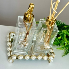 Kit para banheiro ou lavabo completo dourado com pérolas - comprar online