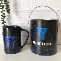 Caneca porcelana com lata presenteavel - Arquitetura