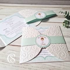 Invitación Petal Card Verde Agua. (Precio por docena) - comprar online