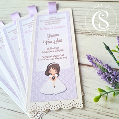 Estampita Bookmark Niña Lila (precio por docena)