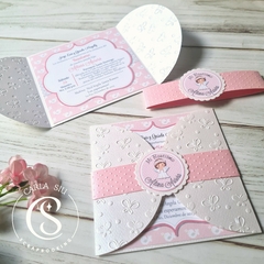 Invitación Petal Card Rosada. (Precio por docena)