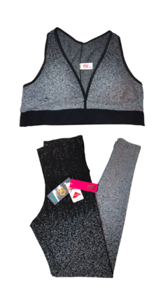 Conjunto Fitness Jacquard Cinza