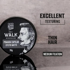 Pomada Capilar Walk, QOD Barber Shop, Média Fixação Efeito Matte, 70G - loja online