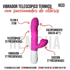 Vibrador telescopico termico con succionador de clitoris