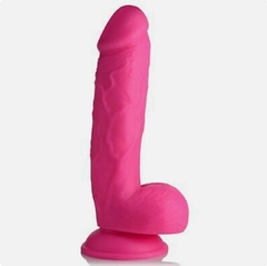 Dildo grande con bolas rosa 21.5 cm x 4.5 cm pop peckers