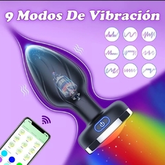 Plug anal con vibrador y luz LED sincroniza con celular