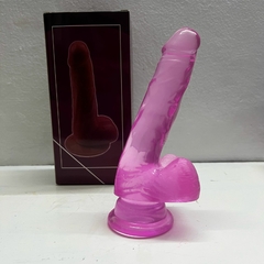 Dildo jelly gel rosa transparente con ventosa 19 x 3.3 cm