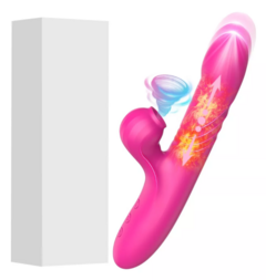 Vibrador dildo telescopico con succionador de clítoris recargable