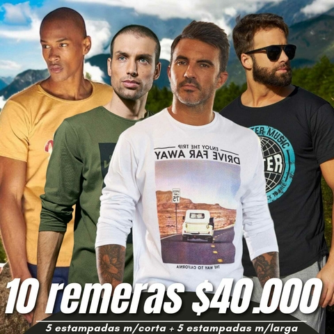 PACK 5 REMERAS ESTAMPADAS M/L 5 REMERAS ESTAMPADAS M/C.