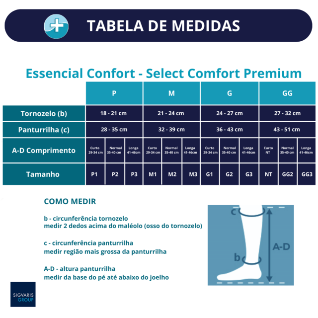 Meia Sigvaris unissex panturrilha 3/4 média compressão 20-30mmHg