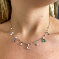 Colar Chocker Sidney - Pedras Gotas Coloridas - loja online