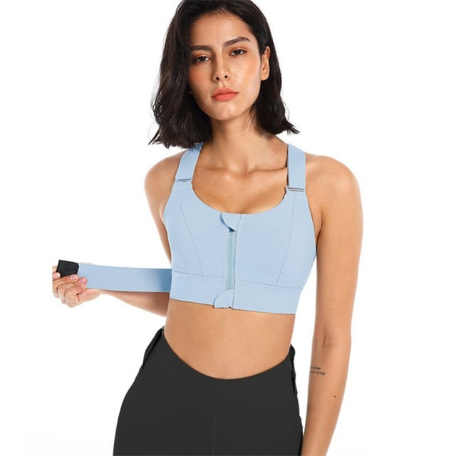 Frente Zipper Sports Bra, à prova de choque, alta resistência