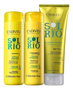 Kit Home Care Cadiveu Sol Do Rio Shampoo + Condicionado + Leave-in