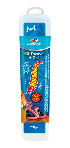 Kit Infantil Kids+ Condor Hot Wheels Escova + Gel Dental