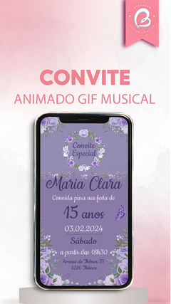 Convite Animado Gif Musical Floral - C.1710