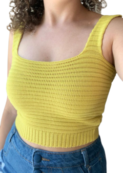 Cropped Tricot Alça larga Amarelo - comprar online