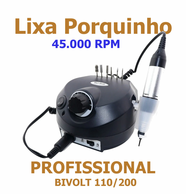 Lixadeira Elétrica Porquinho - 35000RPM ROSA/BRANCO