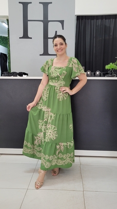 Vestido longo Verde Floral