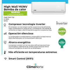 Aire Acondicionado Split 5500 Frigorias F/C Inverter YORK YKINV-6000FC - comprar online