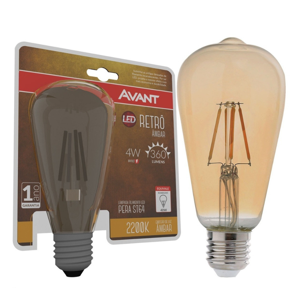 Lampada Retro Pera Led 4W Ambar 2200K St64 E27 Avant