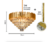 Lustre Pendente Cristal Dourado Luxo Grande L15 Base E14 Bivolt - Ilumina Parts