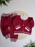 CONJUNTO DE TRICO ANTIALÉRGICO TIJOLINHO CALÇA + CARDIGÃ VERMELHO