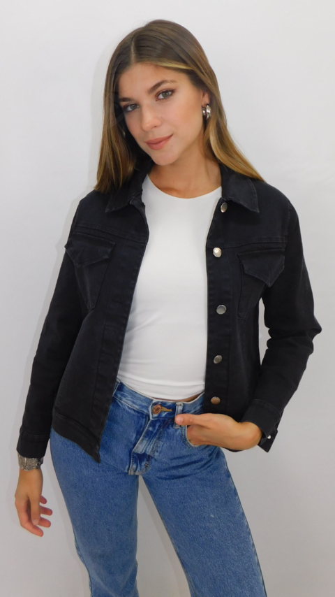 Campera Corte Jean Gabardina Rigido Mujer Clasica Tendencia