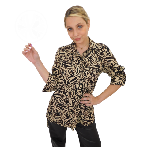 Camisa Rayon Schloss Fresca 3/4 Larga Dama Mujer Primavera Verano