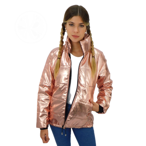 Campera Metalizada Lolis Cuello Alto Mujer Dama