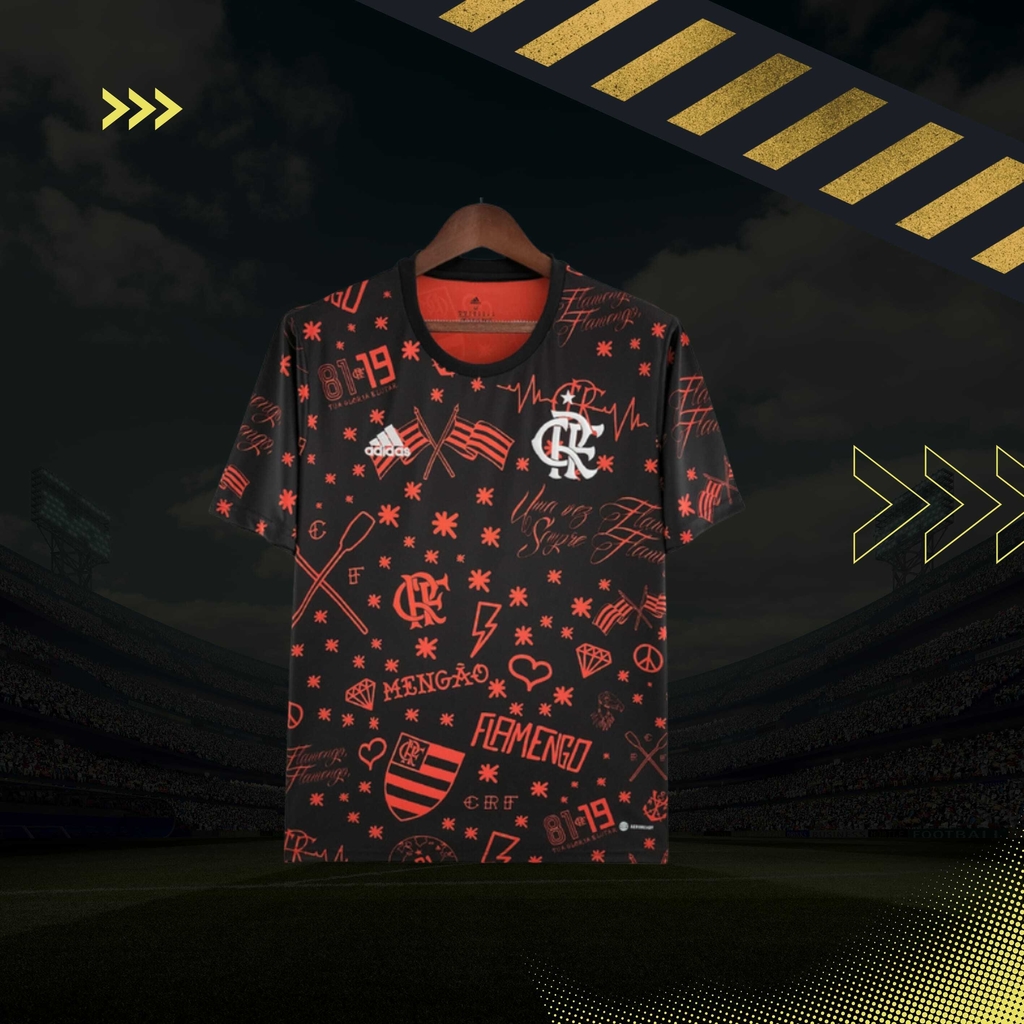 Camisa Masculina Pré-Jogo do Flamengo Versão Torcedor 22/23