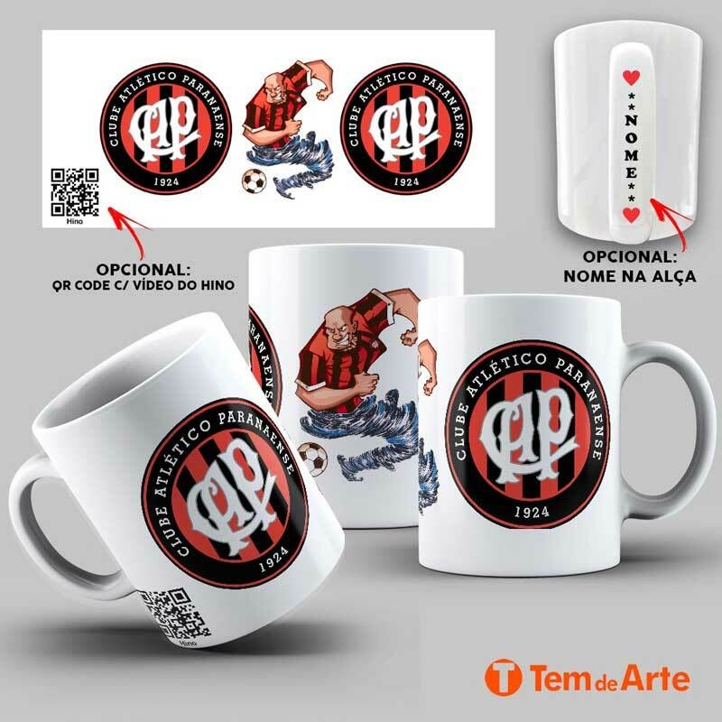 Caneca Personalizada Athletico Paranaense nome alça hino vídeo QR co