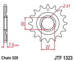 PIÑON CRF250 04-17 CR125 04-07 CRF250X 14D JTF1323 en internet