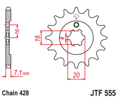 PIÑON KX 60/65/80/85 13D JTF555 cadena 428 - comprar online