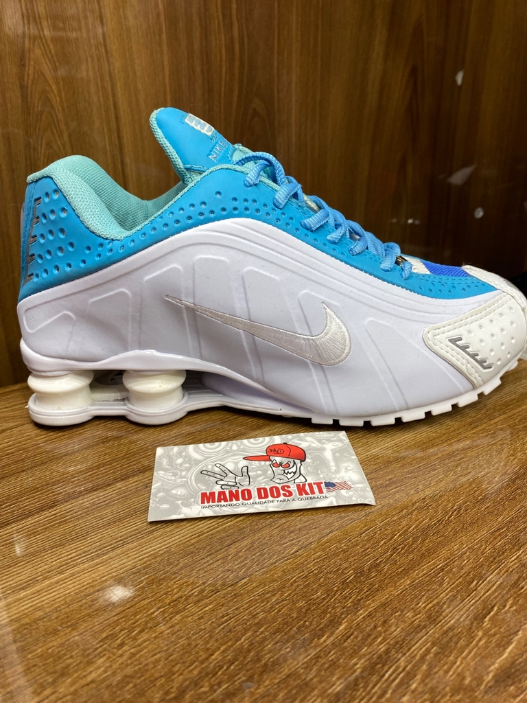 Nike shox r4 store branco e azul