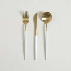 SET x3 UTENSILIOS DUBLIN DORADO Y BLANCO - comprar online