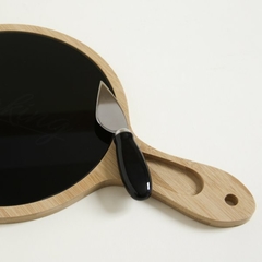 TABLA DE BAMBOO Y VIDRIO NEGRO CON CUCHILLO - comprar online