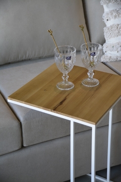 MESA DE ARRIME CUADRADA DE HIERRO Y MADERA - tienda online