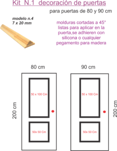 Kit N.1 para puertas de 80 y 90 cm de ancho