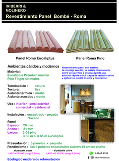 Revestimiento panel bombé Araucaria modelo Roma