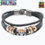 Pulseira De Couro Preto Trançado - One Piece - Caveira do Luffy