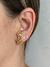 Brinco Ear Hook Flores Vazadas Banhado A Ouro 18K - comprar online