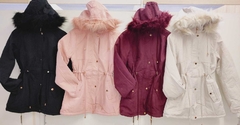 Jaqueta Parka Forrada Feminina Moda Inverno Byunna Com Capuz