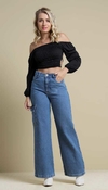 Calça Jeans Wide Leg Cargo By Unna