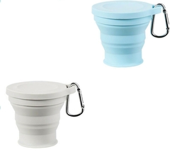 Vaso Termico Mini Taza Silicona Plegable Camping Retractil Beige