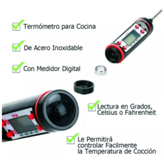 Termómetro Digital Cocina Lcd Pincha Carne Liquido Acero Inox - tienda online