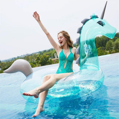 Inflable unicornio para pileta grande transparente 1.2m x 0.6m - + que util necesario