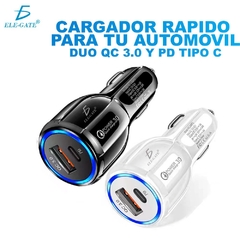 Cargador Auto Encendedor Usb Carga Rápida Qc3.0+ Tipo C - comprar en línea