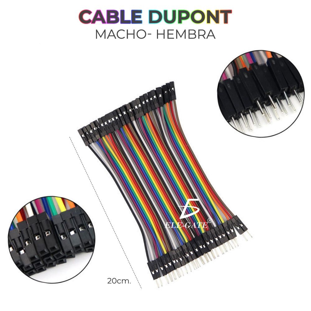Cables Dupont Jumpers Macho a Macho Para Protoboard 20cm 40 hilos