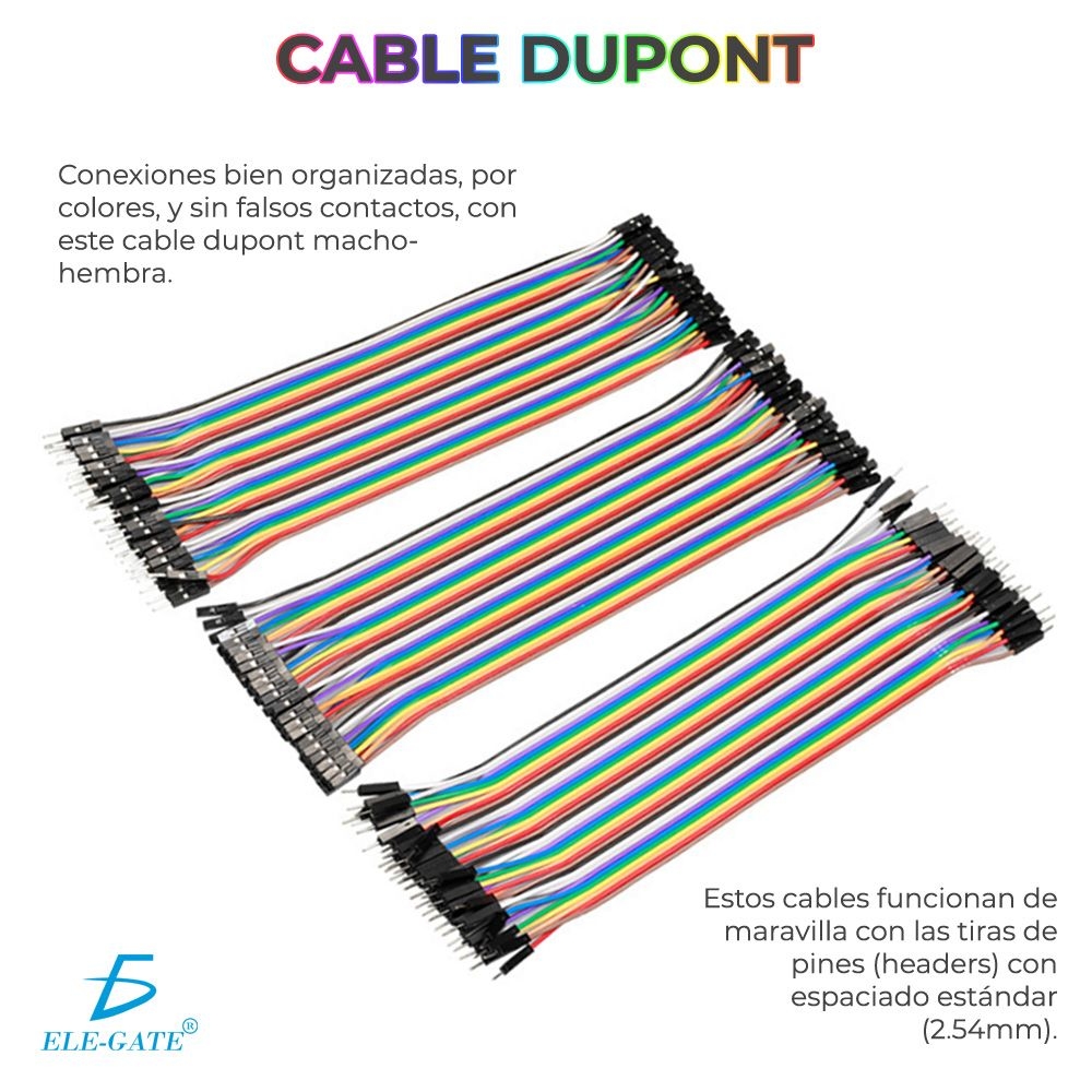 40 Cables Jumpers Dupont H-h, M-m, H-m 20cm Para Protoboard