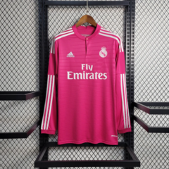 camisa real madrid manga longa rosa